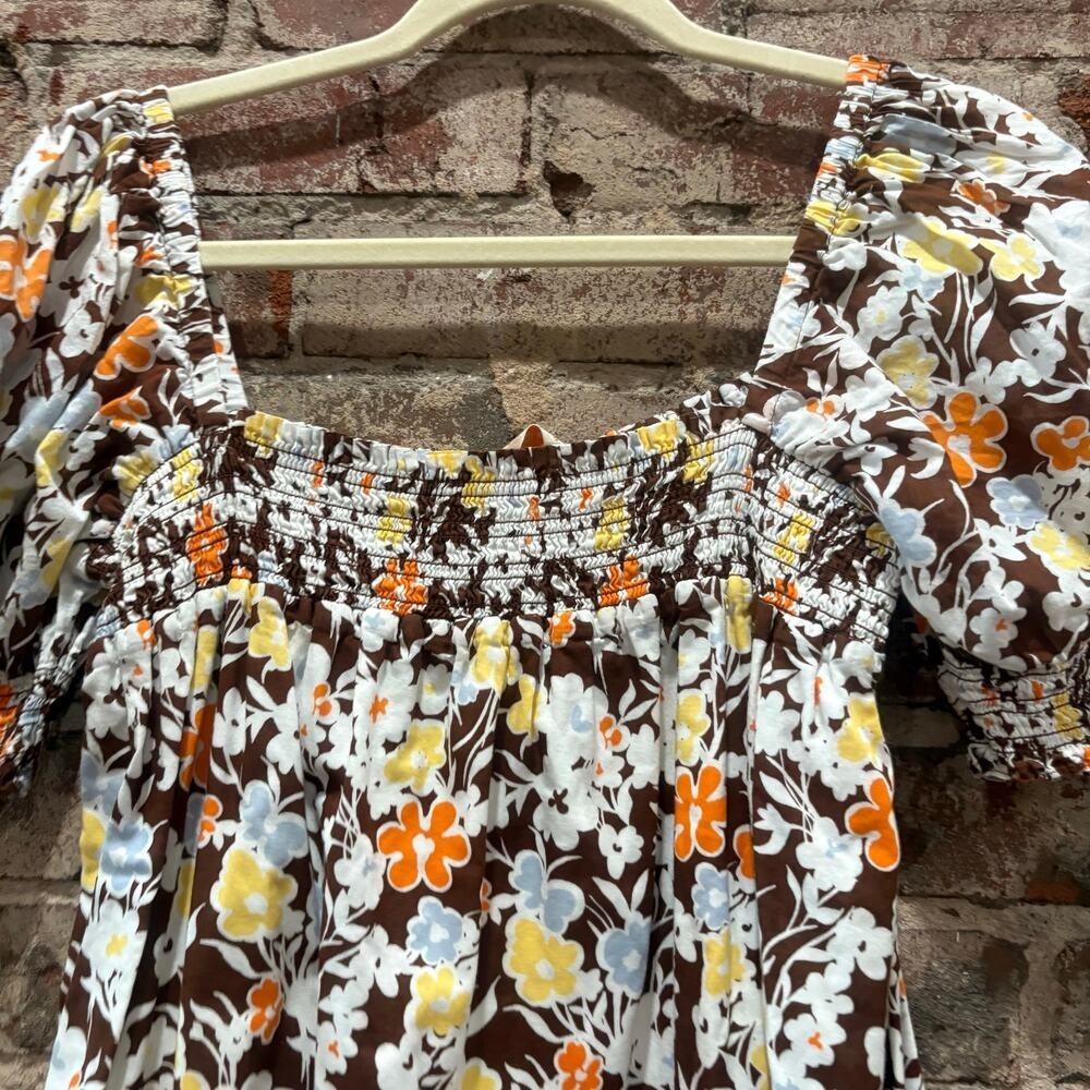 Tory Burch Brown Floral‎ Mini Dress Size Large - Picture 8 of 9